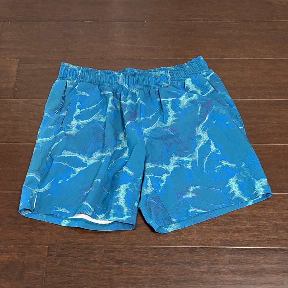 Blue Patterned All In Motion Running Shorts